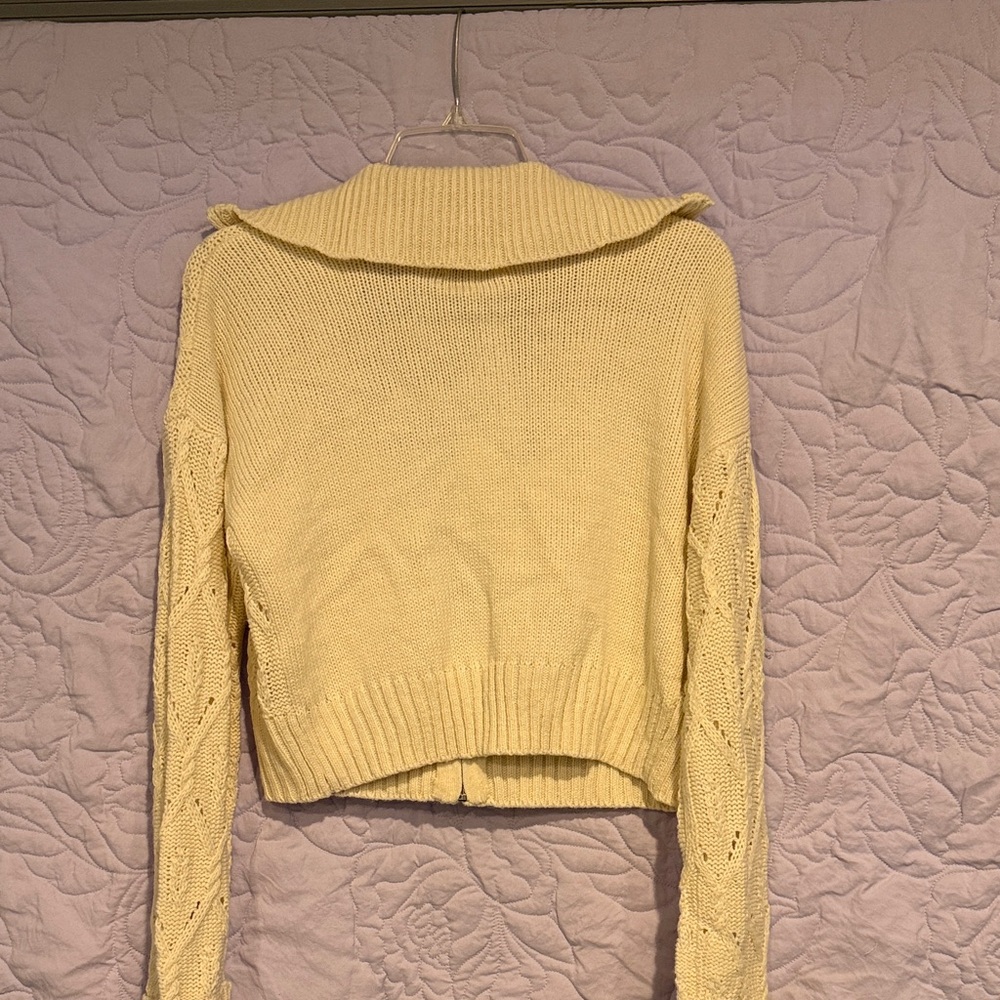 Pink Rose Cream Zip-Up Cardigan - Picture 4 of 4